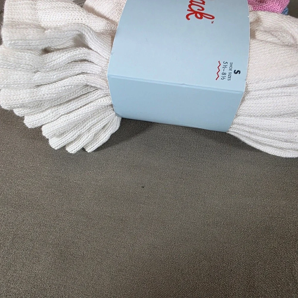 Cat & Jack Girls Ankle Socks 10 Pair Pack White Pink Blue Grey Size S 5.5-8.5
